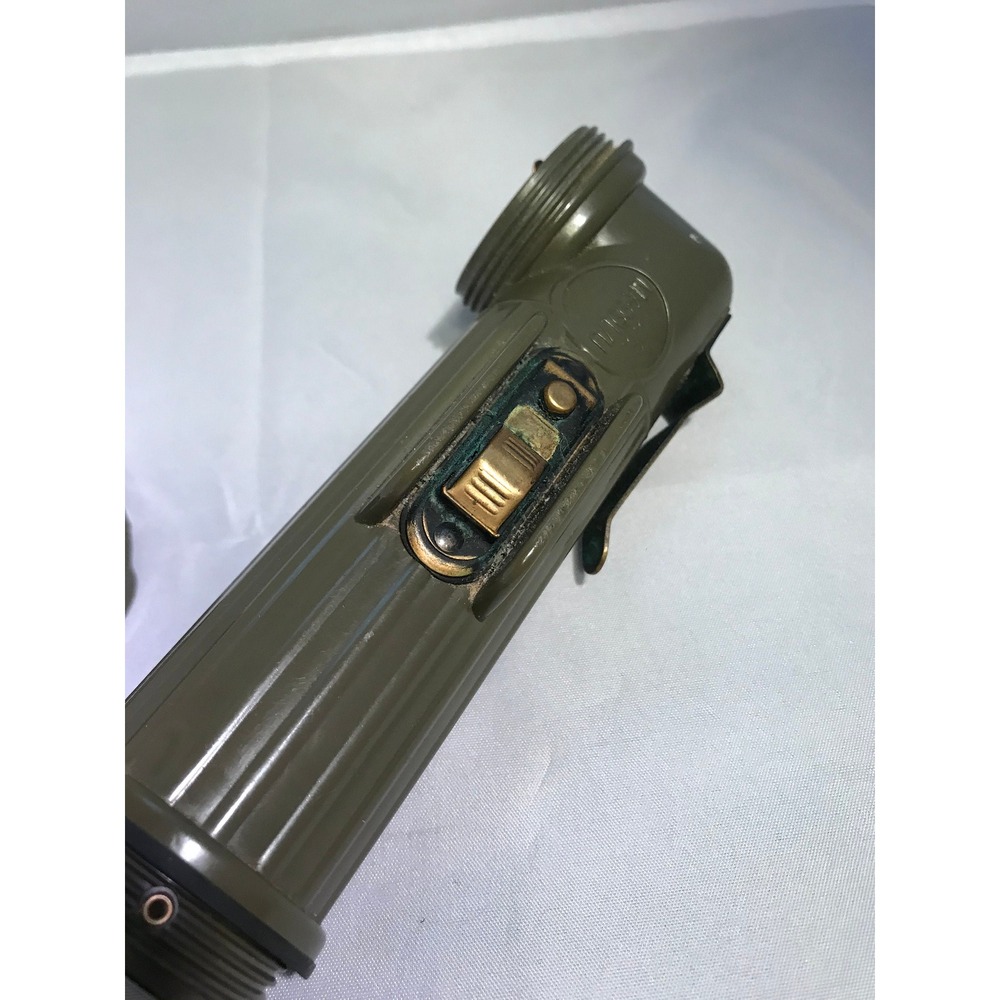 Vintage Army green‎ flashlight, multi use camping equipment